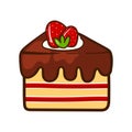 Cake Slice with Strawberry Food Bakery Cartoon Doodle Icon PNG Illustration Royalty Free Stock Photo