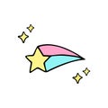 Cute hand drawn colorful comet star