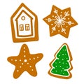 cute hand drawn cookies. vector illustration of gingerbread cookies. Holiday clip arts set