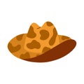 Cute hand drawn cowboy hat. Sheriff hat with cow print in cowboy and cowgirl western theme. Simple colorful doodle with