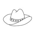 Cute hand drawn cowgirl hat doodle with outline. Sheriff girl hat with hearts in cowboy and cowgirl western theme Royalty Free Stock Photo