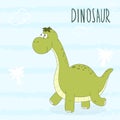 Cute hand drawn dinosaur illustration. vector print Royalty Free Stock Photo
