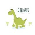 Cute hand drawn dinosaur illustration. vector print Royalty Free Stock Photo