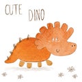 Cute hand drawn dinosaur illustration. vector print Royalty Free Stock Photo