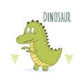 Cute hand drawn dinosaur illustration. vector print Royalty Free Stock Photo