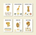 Cute hand drawn doodle africa theme cards