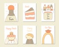 Cute hand drawn doodle baby shower, birthday, party cards Royalty Free Stock Photo