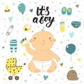 Cute hand drawn doodle baby shower cover Royalty Free Stock Photo