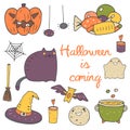 Cute hand drawn doodle halloween objects Royalty Free Stock Photo