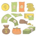 Cute hand drawn doodle money collection