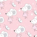 Cute hand drawn doodle mouse seamless pattern