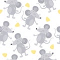 Cute hand drawn doodle mouse seamless pattern