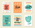 Cute hand drawn doodle postcards, cards