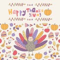 Cute hand drawn doodle Thanksgiving day card