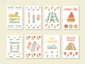 Cute hand drawn doodle travel cards