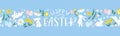 Cute hand drawn easter bunnies design, easter doodle background Royalty Free Stock Photo