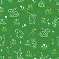 Cute hand drawn easter bunnies design, easter doodle background, great for textiles, banners, wallpapers, wrapping - vector design Royalty Free Stock Photo