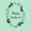 Cute hand drawn Easter design with bunnies, Easter eggs, flowers and butterflies - great for cards, banners, wallpaper - vector Royalty Free Stock Photo