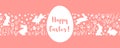 Cute hand drawn Easter design with bunnies, Easter eggs, flowers and butterflies - great for cards, banners, wallpaper - vector Royalty Free Stock Photo