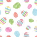 Cute hand drawn easter eggs seamless pattern, doodle eggs hanging - great for banners, wallpapers, invitations, vector design Royalty Free Stock Photo