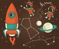 Cute hand drawn elements for cosmic design