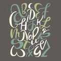 Cute hand drawn english alphabet. ABC letters square poster, illustration.