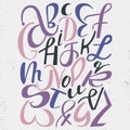 Cute hand drawn english alphabet. ABC letters square poster, illustration.