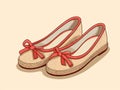 Cute Hand-Drawn Espadrilles: Minimalist Illustration AI Generated