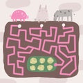 Cute hand drawn farm theme maze