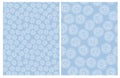 Cute Hand Drawn Abstract Floral Vector Patterns. Blue and White Simple Design. Royalty Free Stock Photo