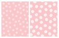 Cute Hand Drawn Abstract Floral Vector Patterns. Pink and White Simple Design. Royalty Free Stock Photo