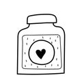 Cute hand drawn glass jar with jam. Doodle sweet preserve illustration. doodle. clipart. vector illustration