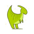 Cute hand drawn green parasaurolophus illustration Royalty Free Stock Photo