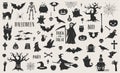 Cute hand drawn Halloween related silhouettes collection. Vector eps10. Royalty Free Stock Photo