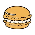 Cute hand drawn hamburger. Color image of cheeseburger. Burger cartoon icon