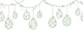 Cute hand drawn hanging easter eggs with floral pattern, horizontal seamless, easter garland, great for web banners, cards, vector Royalty Free Stock Photo
