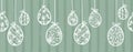 Cute hand drawn hanging easter eggs with floral pattern, horizontal seamless, easter garland, great for web banners, cards, vector Royalty Free Stock Photo