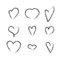 Cute hand drawn heart shapes set. Royalty Free Stock Photo