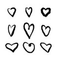 Cute hand drawn heart shapes set Royalty Free Stock Photo