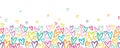 Cute hand drawn hearts seamless pattern, colorful crayons doodle background, great for textiles, wrapping, banners, wallpapers - Royalty Free Stock Photo