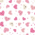 Cute hand drawn hearts seamless pattern, fun comic heart background, great for kids, valentines day, fabrics, wallpapers, banners Royalty Free Stock Photo