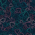 Cute hand drawn hearts seamless pattern, lovely romantic background, great for Valentine`s Day, Mother`s Day, textiles, wallpape Royalty Free Stock Photo