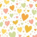 Cute hand drawn hearts seamless pattern, lovely romantic background, great for Valentine`s Day, Mother`s Day, textiles, wallpape Royalty Free Stock Photo