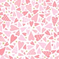 Cute hand drawn hearts seamless pattern, lovely romantic background, great for Valentine\'s Day, Mother\'s Day Royalty Free Stock Photo