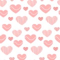 Cute hand drawn hearts seamless pattern, lovely romantic background, great for Valentine s Day, Mother s Day, textiles Royalty Free Stock Photo