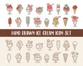 Cute hand drawn ice cream icon set Royalty Free Stock Photo