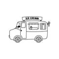 Cute hand drawn ice cream van isolated doodle Royalty Free Stock Photo