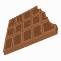 Cute hand drawn illustration of bitten dark chocolate bar. Unwrapped square pieces of chocolate. Cocoa organic product. Vector Royalty Free Stock Photo
