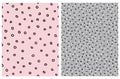 Cute Hand Drawn Irregular Dotted Vector Patterns with White and Black Circles. Royalty Free Stock Photo