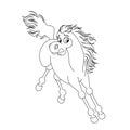 Cute hand drawn jumping horse drawing contour for coloring. Royalty Free Stock Photo